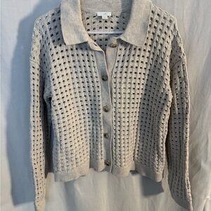 J. Jill Tan Knit Button Down Sweater